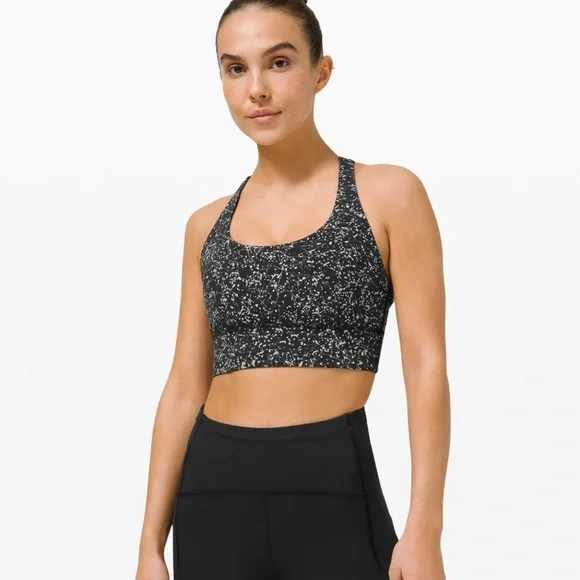 Lululemon Energy Reflective Long-Line Bra B–D Crinkle Dust ReflectiveWhite Multi